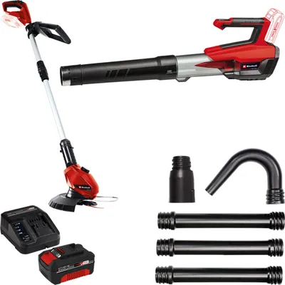 Produktbild von Einhell Akku-Laubbläser GP-LB 18/200 Li E + Rasentrimmer + 4,0 Ah Akku Ladegerät