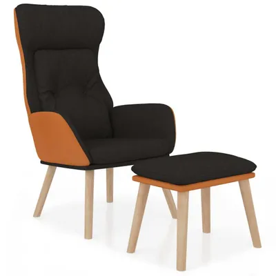 Immagine prodotto di vidaXL Poltrona relax con sgabello in ecopelle nera e tessuto