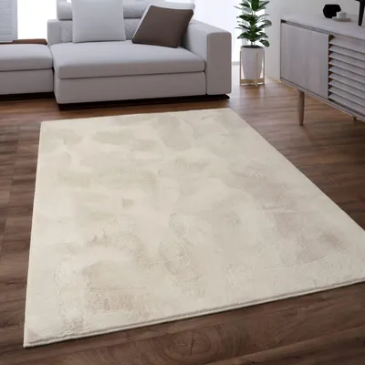 Produktbild von Teppich Kurzflor waschbar Einfarbig Wohnzimmer schmutzabweisend Creme Rechteckig 200x280 | 100% Polyester | Florhöhe: 10 mm