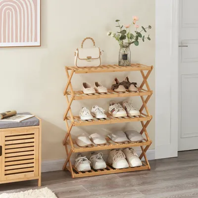 Produktbild von Skladací stojan na topánky "Fitzbek" z bambusu