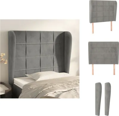 Produktbild von vidaXL Kopfteil mit Ohren Hellgrau 103x23x118/128 cm Samt -  Kopf- & Fußenden