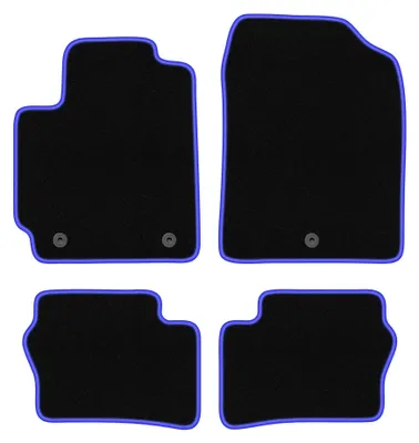 Produktbild von Velours-Fußmatten für Kia Picanto III 2017- (Schrägheck) – 4-tlg, Schwarz/Blau, passgenau – Wielganizator CARLUX