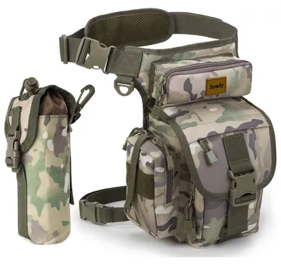 Image de Poche tactique pour la jambe, imperméable, pour hommes, sacoche de moto, sacoche de hanche, sacoche à dégagement rapide, sacoche utilitaire militaire avec poche pour bouteille, camouflage