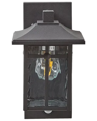 Produktbild von BELIANI Außenwandleuchte mit Bewegungssensor Schwarz Metall und Glas 30 cm Eisen Beleuchtung für Terrasse Balkon Ausstattung