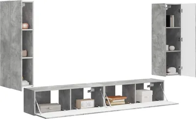 Produktbild von Langlebige Wandmontiert 4 pcs - Montage erforderlich - Beton Grau - Möbel557358 - TV-Schränke