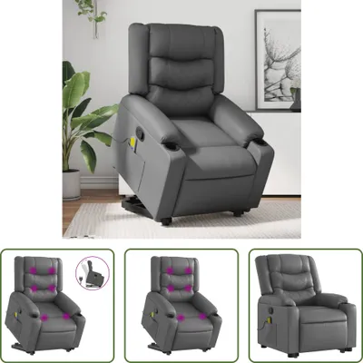 Produktbild von The Living Store Massagesessel mit Aufstehhilfe Grau Kunstleder