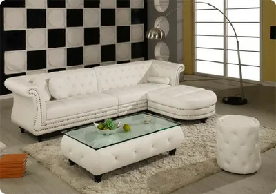Productafbeelding van Luxe design Chesterfield bank, leren bank, hoekbank, bankstel, bekleding A953