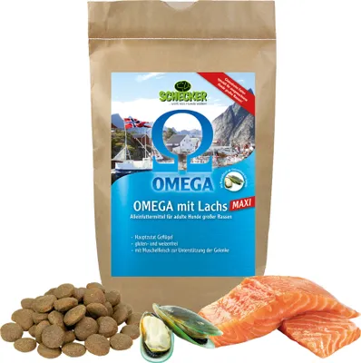 Produktbild von 3 kg Schecker OMEGA 3+6 Lachs MAXI - weizenfrei - Hundefutter für Hunde großer Rassen