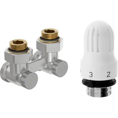 Zdjęcie produktu dla Mexen G04 zestaw termostatyczny dwururowy DN50, kątowy 1/2"x3/4", nikiel - W911-012-948-01