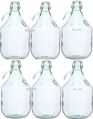 Produktbild von 6 STÜCK Gärballon Glasballon Weinballon Ballon Flasche 5L mit Bügelverschluss