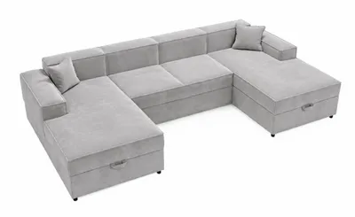 Obrázek produktu pro Rohová sedačka ANMIL SANTI, tvar U, barva světle šedá, rozměry 320 × 79 x 166 cm. Rozkládací pohovka s úložným prostorem a dvěma zásuvkami, potah: látka Magic Velvet