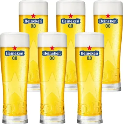Produktbild von 6x Heineken 0.0 Biergläser 0,25L geeicht – Originale Gläser alkoholfrei