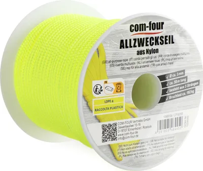 Produktbild von com-four® Paracord Schnur Ø 3mm, 50m - Seil mit 3 Kern Strängen für Boot, Camping, Outdoor - Nylonseil mit 192kg Tragkraft - Zeltseil, Abspannseil, Allzweckseil