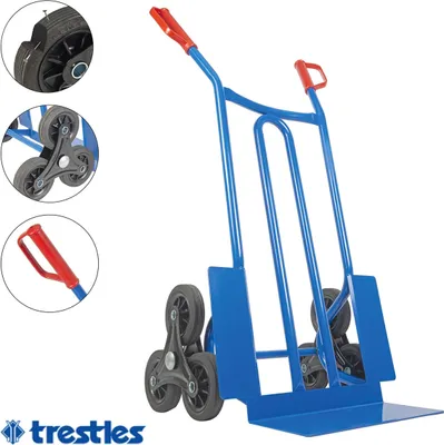 Produktbild von Trestles S01HS blau Treppen Sackkarre Treppensteiger 250kg Vollgummireifen Sternräder Transportkarre Sackkarren Treppenkarre Stahl Sicherheitsgriffe