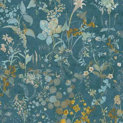 Produktbild von Profhome 388253-GU Blumen Tapete Floral matt blau petrol gelb grün 5,33 m2