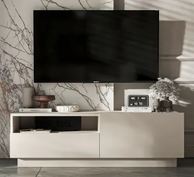 Produktbild von Loft TV-Schrank TV-Lowboard Enjoy Schublade Modern Lindner Möbel 120cm x 37cm x 35cm, Farbe: Kaschmir matt