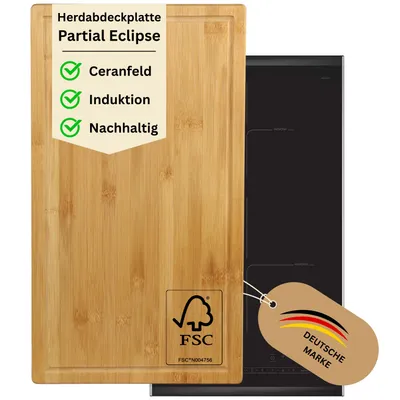 Produktbild von MOON HOME Schneide- und Abdeckplatte - Partial Eclipse, aus nachhaltigemBambus/Holz, antibakteriell, rutschfeste Füße