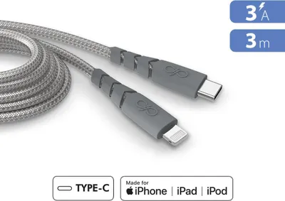 Image de Câble UltraRenforcé C/MFI 3A 3m Recyclé Gris