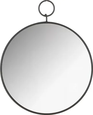 Image de Gilde Spiegel, "Round", Metall, Spiegelglas, schwarz, VE 3, L. 1.5 cm, B. 40 cm, H. 48 cm 69894 4063387698945