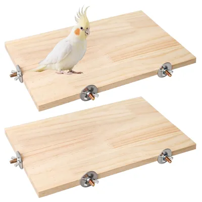 Productafbeelding van 2-delige houten platformset, klimplatform met zitstokken 33x20 cm