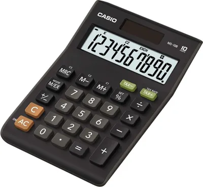 Obrázek produktu pro Casio MS-10B, Desktop, Jednoduchá kalkulačka, 10 číslice/číslic, Sklápěcí display, Baterie / Solár, Černá
