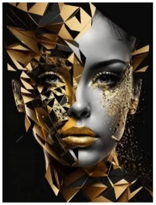 Produktbild von Diamantmosaik: Frau mit goldener Maske, 30x40 cm, kreative Diamanten