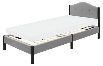 Produktbild von ML-Design Polsterbett 90x200cm Grau Einzelbett mit Matratze H:10cm stabilem Bettgestell Bettrahmen mit Kopfteil & Lattenrost Modernes Jugendbett Bett
