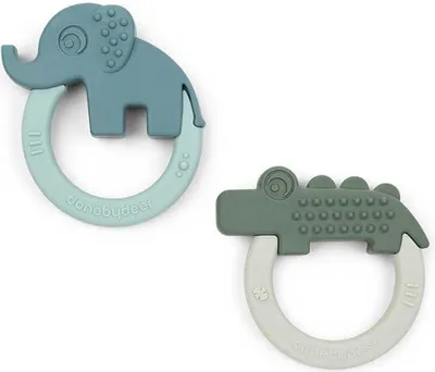 Image de Lot de 2 anneaux de dentition Deer friends Vert/Bleu
