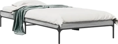 Zdjęcie produktu dla Rama łóżka szara Sonoma 90x190 cm materiał drewnopochodny i metal