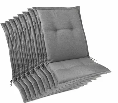 Produktbild von Beautissu 8er Set Premium Gartenstuhlauflage Niedriglehner 105x50x7cm, Hellgrau