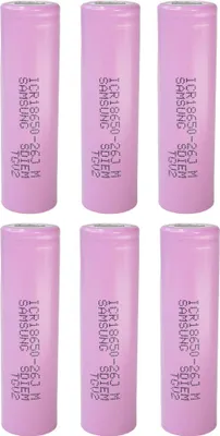 Produktbild von Trade-Shop 6x Samsung ICR18650-26J ICR1865026F ICR1865026H Lithium-Ion Akku Industrie-Zelle 2600mAh 3,6V/3,7V 5,2A Entladestrom Flat-Top Flach
