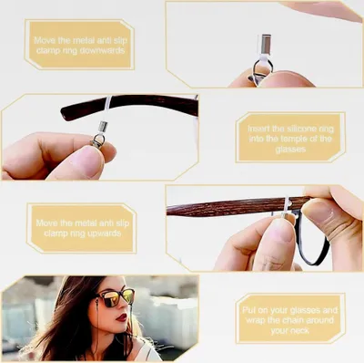 Produktbild von 3 Stück Elegante Brillenkette aus Metall für Brillen, Masken und Sonnenbrillen