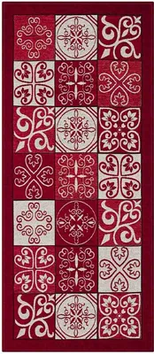 Obrázek produktu pro Velurový protiskluzový koberec MAIOLICA 55X140 cm RED | GalleriaFarah1970