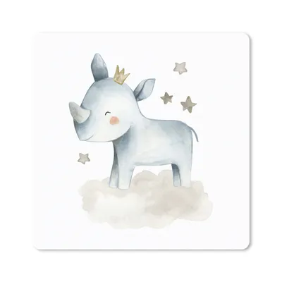 Produktbild von MuchoWow® Mauspad Mousepad Nashorn - Sterne - Wolke 30x30 cm - Mousepads - Maus Mat - Pad - Mausunterlage - Gaming