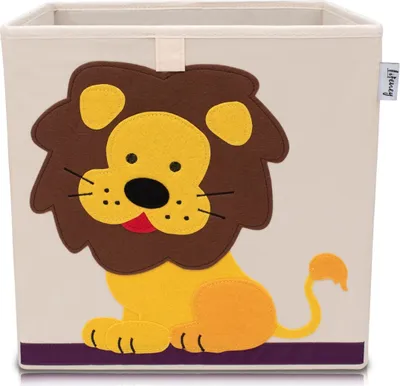 Produktbild von Lifeney Kinder Aufbewahrungsbox I praktische Aufbewahrungsbox für jedes Kinderzimmer I Kinder Spielkiste I Niedliche Spielzeugbox I Korb zur Aufbewahrung von Kinder Spielsachen (Löwe hell)