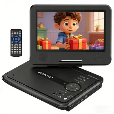Produktbild von 9,5" Tragbarer DVD Player mit 7,5" HD-Schwenkbaren Bildschirm, 4-6 Stunden Akkulaufzeit, DVD Player Auto mit Dual-Lautsprechern Sync TV/USB/TF-Karte