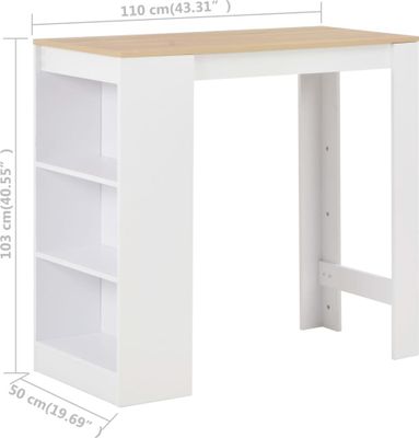 vidaXL Barový stůl s policí bílý 110x50x103 cm