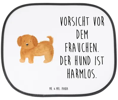 Produktbild von Mr. & Mrs. Panda Sonnenschutz Auto Hund Flauschig - Weiß - Geschenk, Hunde, kfz, Frauchen, Pkw, Niedlich, Sonnenblende, für Autoscheiben, Sprüche