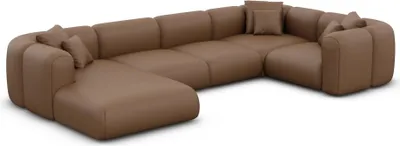Produktbild von Kunstleder U-Form XL Wohnlandschaft Belio Braun Links