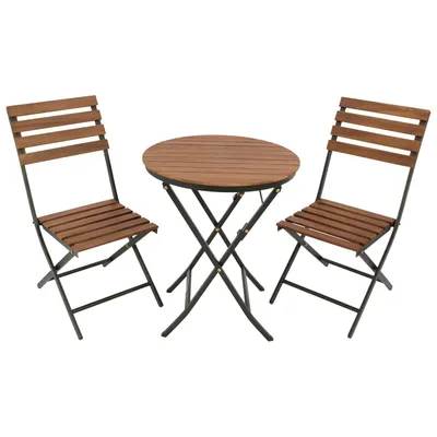 Produktbild von DEGAMO Bistroset Gartenset Balkonset LIENZ 3-teilig klappbar, Stahl Akazie braun