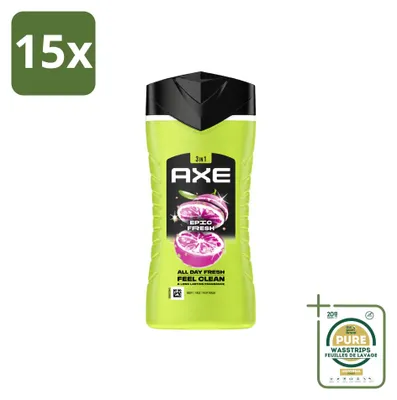 Zdjęcie produktu dla 15 sztuk żelu pod prysznic Axe 3-w-1 Epic Fresh – grejpfrut i ananas – 250 ml – zestaw ekonomiczny
