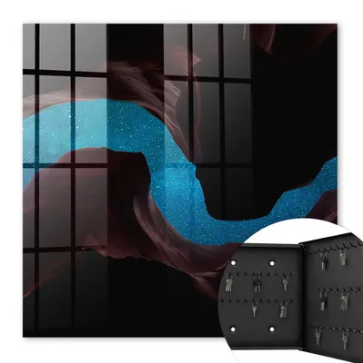 Produktbild von Metall Schlüsselkasten 30 x 30 cm - schwarzer Schlüsselschrank zur Wandmontage - wandhängende Schlüsselbox mit Tür - rechts öffnend - Schlüsselaufbewahrung für Flur - Büro - Arbeitszimmer - Werkstatt - Garage - Weltraumgestein