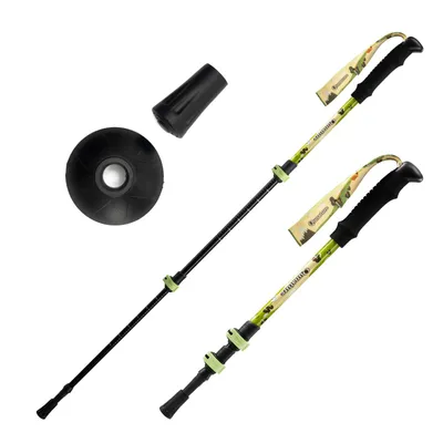 Image de Qunature 2 pcs Bâtons de randonnée enfants Aluminium Bâtons de trekking Réglables Bâtons télescopiques EVA Poignée réglable,51-100cm, Gingembre sauvage Vert