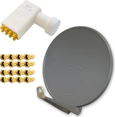 Produktbild von PremiumX DELUXE80 Alu 80cm Digital SAT Schüssel Anthrazit LNB Octo WE PXO-08 16x F-Stecker