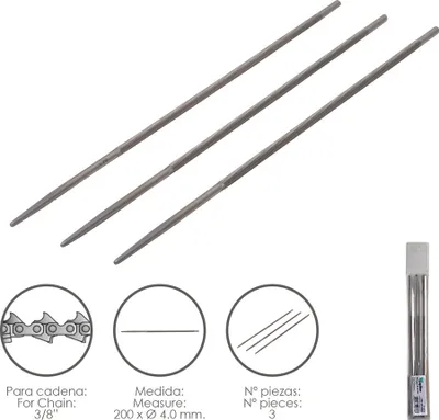 Image de Limes de chaîne de tronçonneuse 200 x Ø 4.0 mm. 3/8" LP (paquet de 3 pièces)