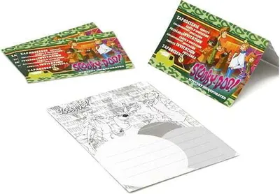 Zdjęcie produktu dla 4 kartonowe zaproszenia ze zdjęciem Scooby-Doo - rozmiar uniwersalny