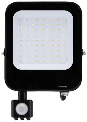 LED-Strahler 50 W schwarz mit Sensor, 8900 lm, IP65, 4000 K, 217x323x57 mm