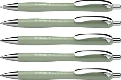 Produktbild von Kugelschreiber Schneider Slider Rave XB, organic green - Mine blau, 5 Stück