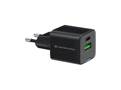 Produktbild von Conceptronic 2-Port 20W GaN USB-PD-Ladegerät, USB-C x 1, USB-A x 1, QC 3.0, PPS