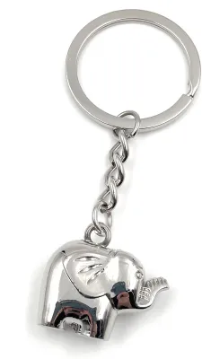 Imagen del producto de Onwomania, elefante con trompa levantada, llavero de metal, amuleto de la suerte, en caja de regalo de aluminio, ideal para regalar